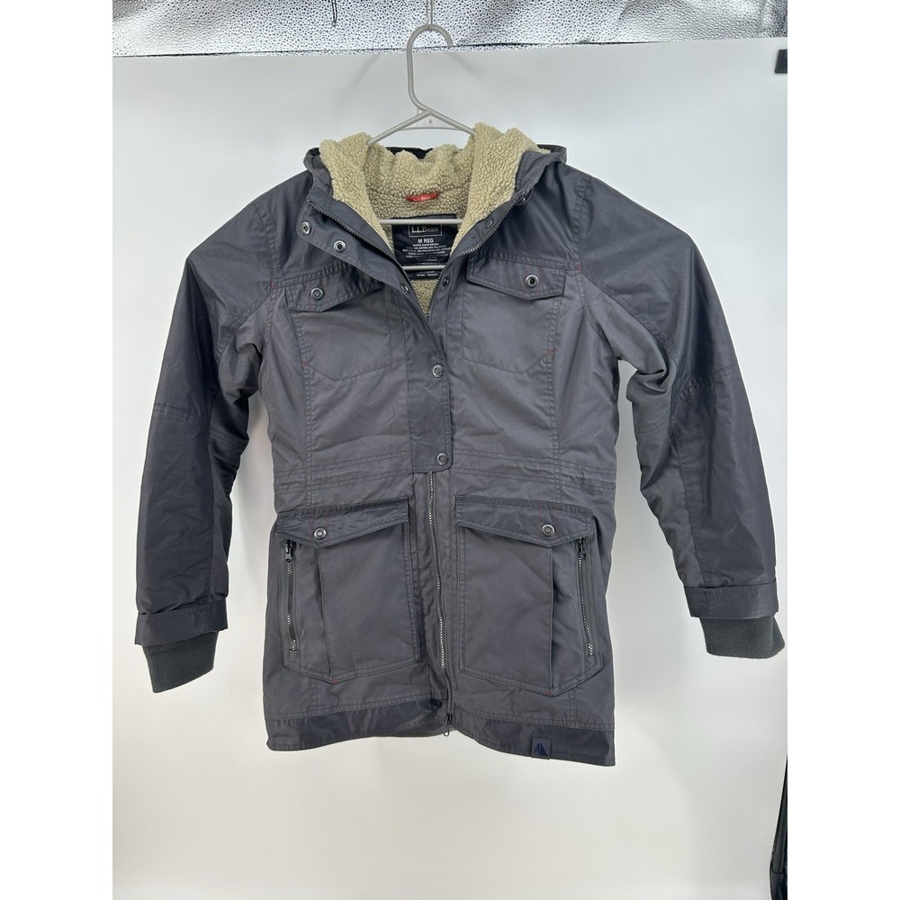 L.L. Bean Sherpa Lined Hooded Parka Jacket Utility Jacket Gray Women's Medium